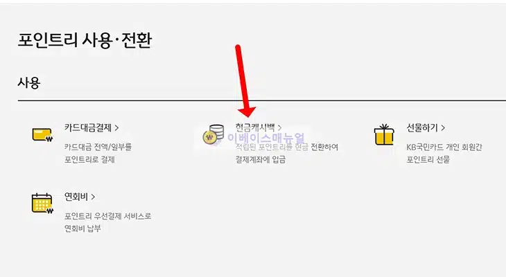 국민카드 포인트 현금 전환 방법, 계좌로 입금받기