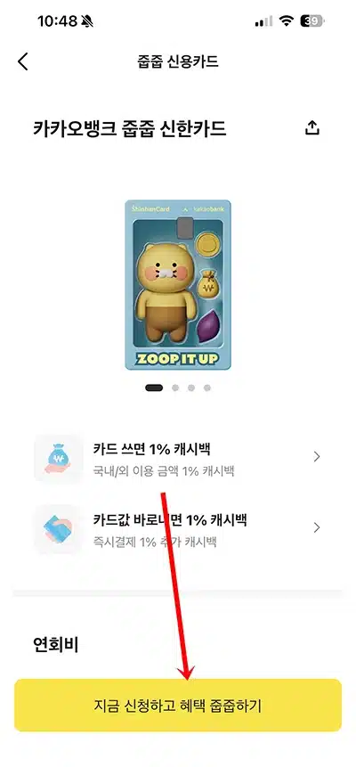 카카오뱅크 줍줍 신한카드 혜택 최대 4만원 캐시백, 발급 방법