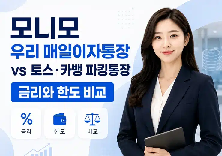 모니모 우리 매일이자통장 vs 토스·카뱅 파킹통장, 금리와 한도 비교