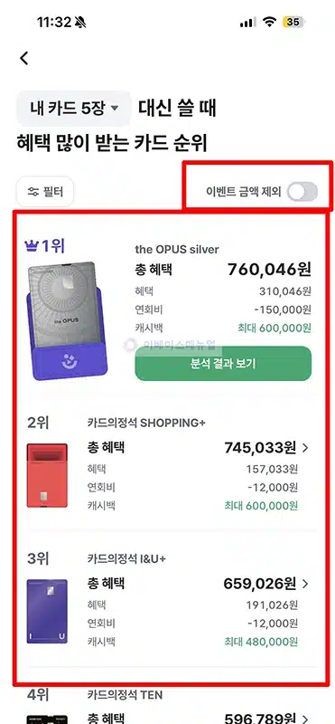 뱅크샐러드 나에게 딱 맞는 카드 찾기, 내 소비패턴 카드 추천 후기
