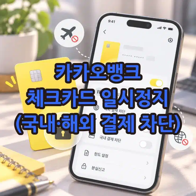 카카오뱅크 체크카드 일시정지 및 해제 방법 국내·해외 결제 차단