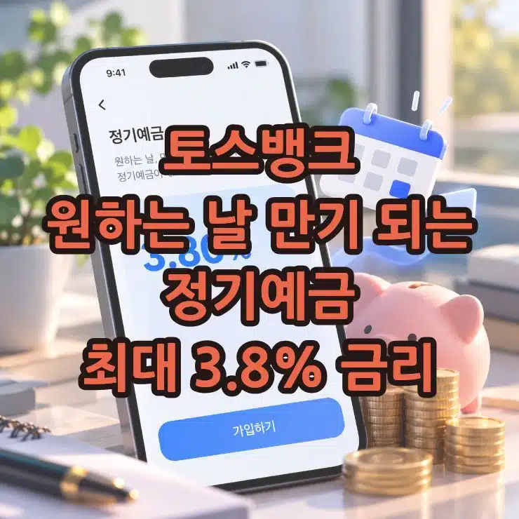 토스뱅크 원하는 날 만기 되는 정기예금 금리 3.8%, 가입 조건 및 방법 정리